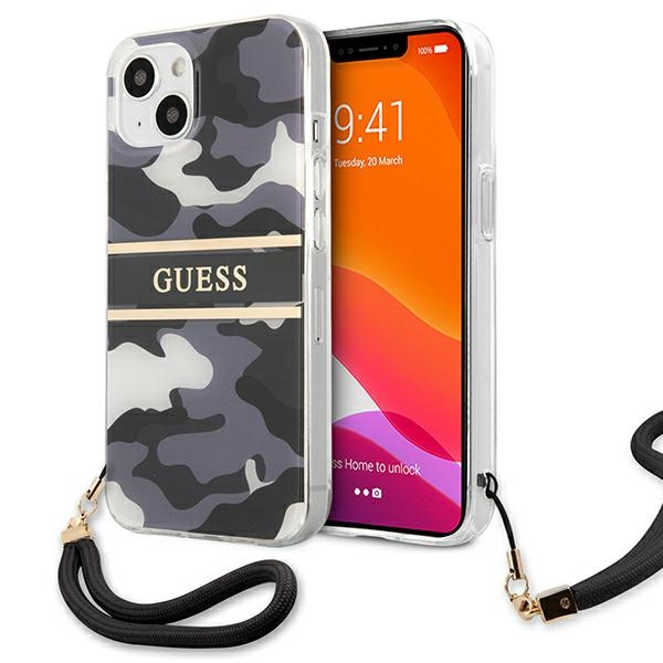 Etui GUESS Apple iPhone 13 Mini Camo Strap Collection Czarny Hardcase