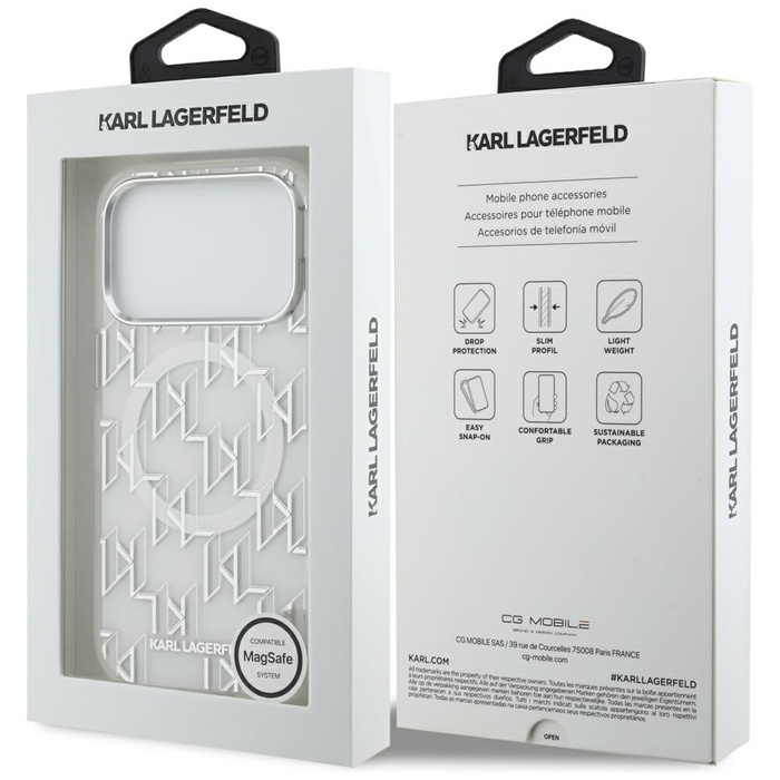Etui Karl Lagerfeld IML KL Monogram      MagSafe do iPhone 17 Pro biały