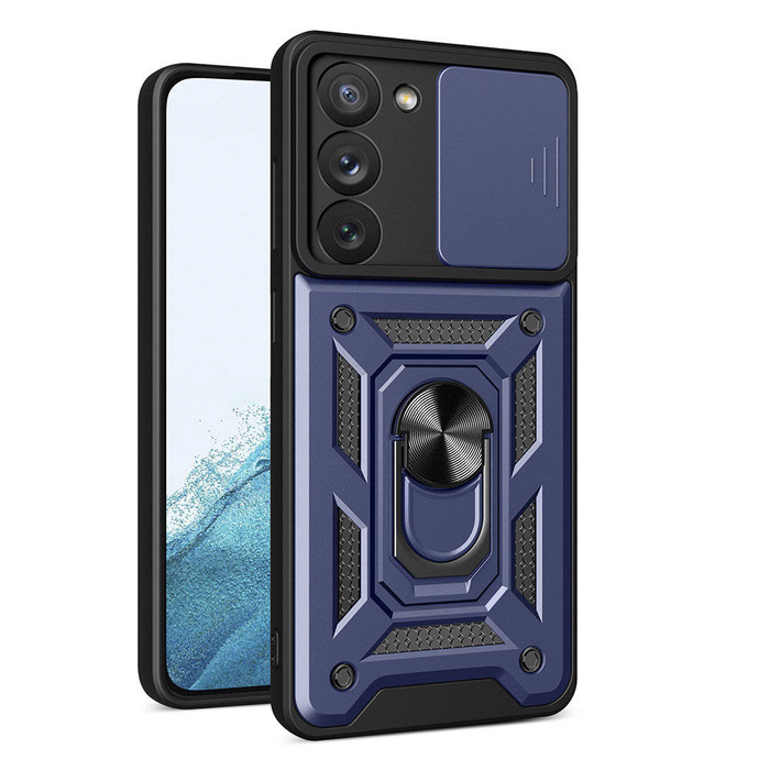 Etui Hybrid Armor Camshield Etui Do Samsung Galaxy S23 Pancerny Pokrowiec Z Osłoną Na Aparat Niebieskie Case