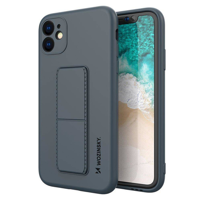 Wozinsky Kickstand Case elastyczne silikonowe etui z podstawką iPhone 12 Pro Max granatowy