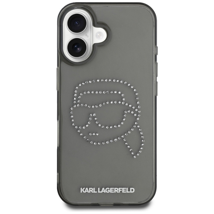 Etui Karl Lagerfeld IML Rhinestones Karl  Head do iPhone 16 czarny