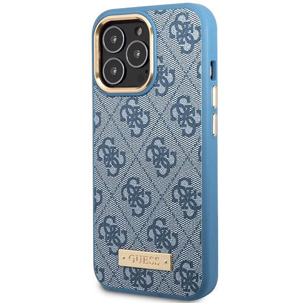 Etui Guess GUHMP14XU4GPRB iPhone 14 Pro Max 6,7" niebieski/blue hard case 4G Logo Plate MagSafe Case