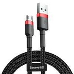 Baseus Cafule Cable wytrzymały nylonowy kabel przewód USB / micro USB QC3.0 1.5A 2M czarno-czerwony (CAMKLF-C91)