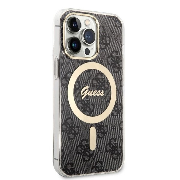 Zestaw Etui Guess Case+ Charger iPhone 13 Pro Max czarny/black hard case 4G Print MagSafe