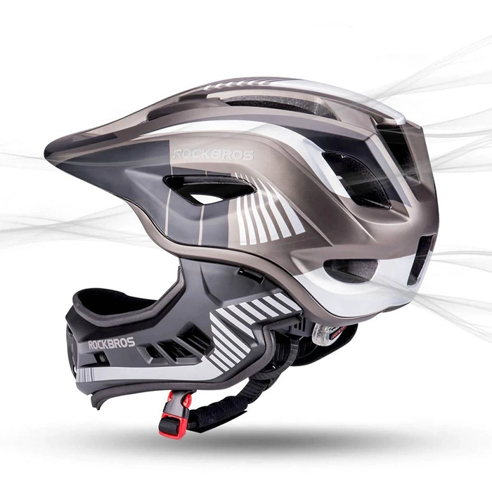 Kask rowerowy Rockbros TT-32SBTG-M dziecięcy z odpinaną szczęką rozmiar M - szary