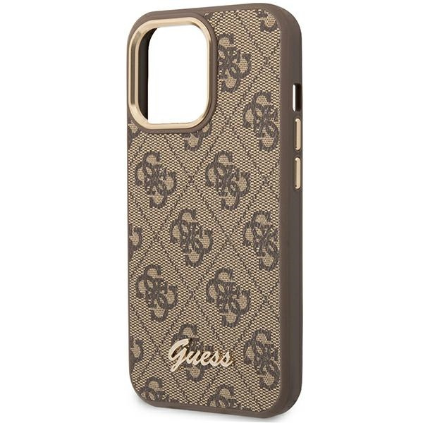 Etui GUESS Apple iPhone 14 Pro Max 4G Vintage Gold Logo Brązowy Hardcase
