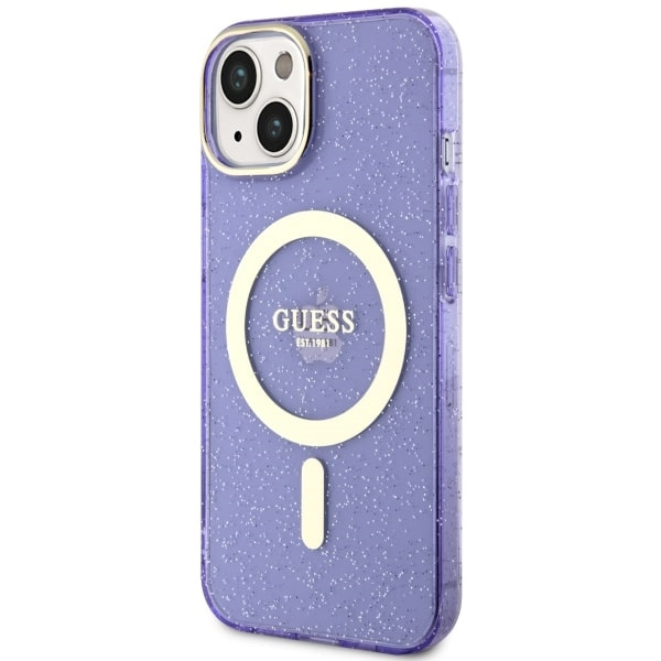 Etui Guess GUHMP14SHCMCGU iPhone 14 6.1" purpurowy/purple hardcase Glitter Gold MagSafe Case