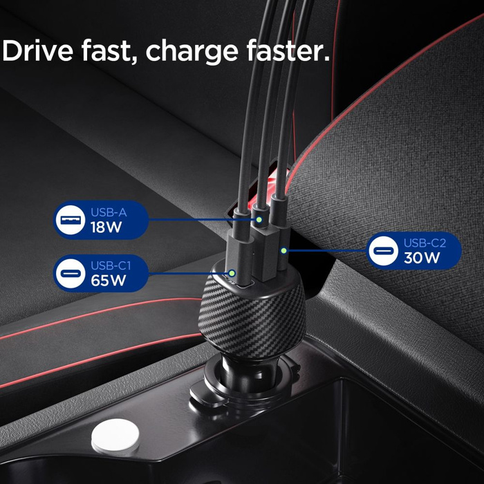 ŁADOWARKA SAMOCHODOWA SPIGEN ESSENTIAL EV1133 3-PORTOWA 113W CZARNA