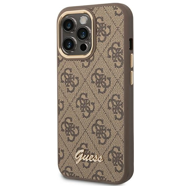 Etui GUESS Apple iPhone 14 Pro 4G Vintage Gold Logo Brązowy Hardcase