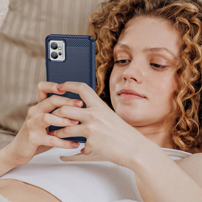 Carbon Case etui Realme Narzo 50 5G elastyczny silikonowy karbonowy pokrowiec czarne