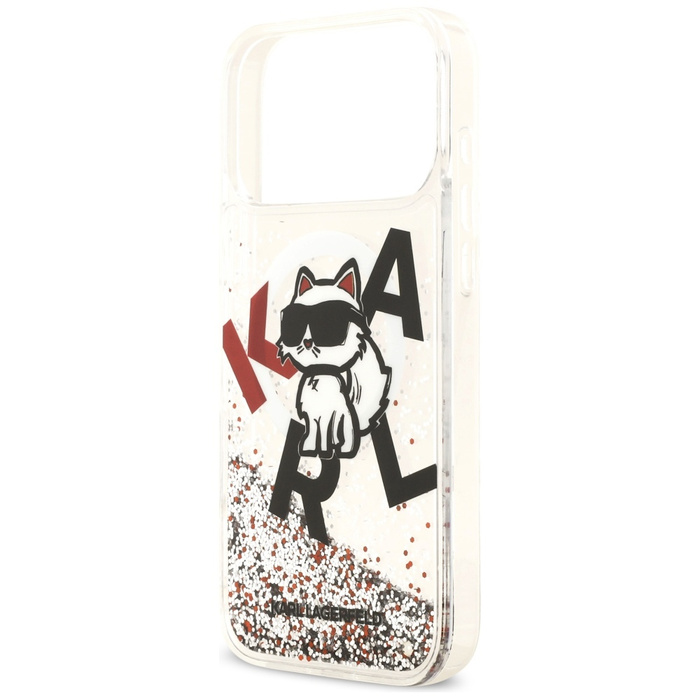 Etui Karl Lagerfeld Liquid Glitter       Choupette Logo MagSafe do iPhone 17 Pro Max przezroczysty
