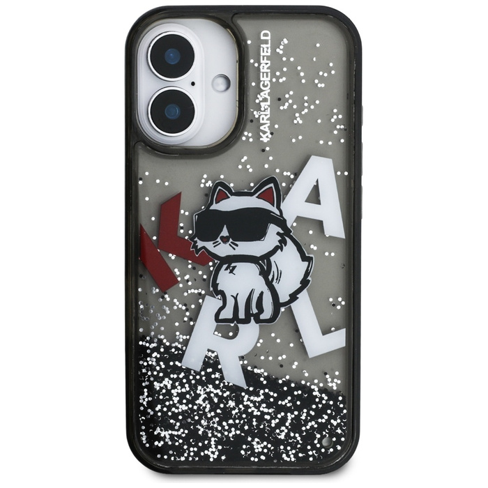 Etui Karl Lagerfeld Liquid Glitter       Choupette Logo do iPhone 16 czarny