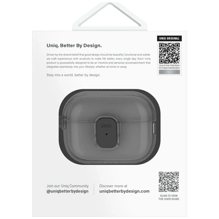 Etui UNIQ AirPods Pro 2 Glase Pro Lock Case Dymny