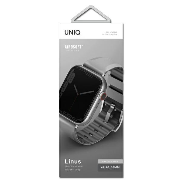UNIQ pasek Linus Apple Watch Series 4/5/6/7/8/SE/SE2 38/40/41mm. Airosoft Silicone szary/chalk grey