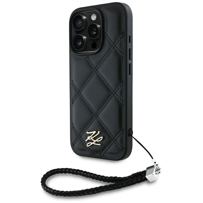 Etui Karl Lagerfeld Quilted Initial Logo & Chain Strap do iPhone 16 Pro Max czarny