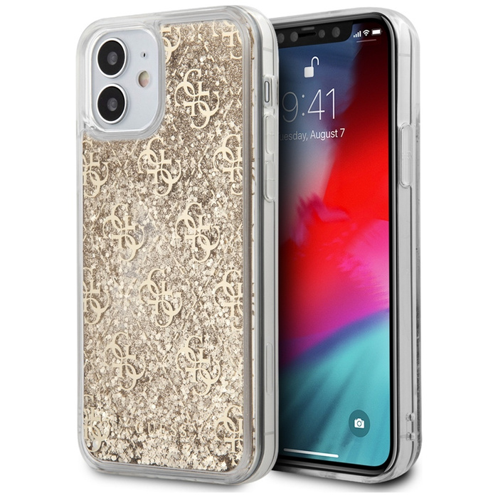 Etui GUESS Apple iPhone 12 Mini 4G Liquid Glitter Złoty Hardcase