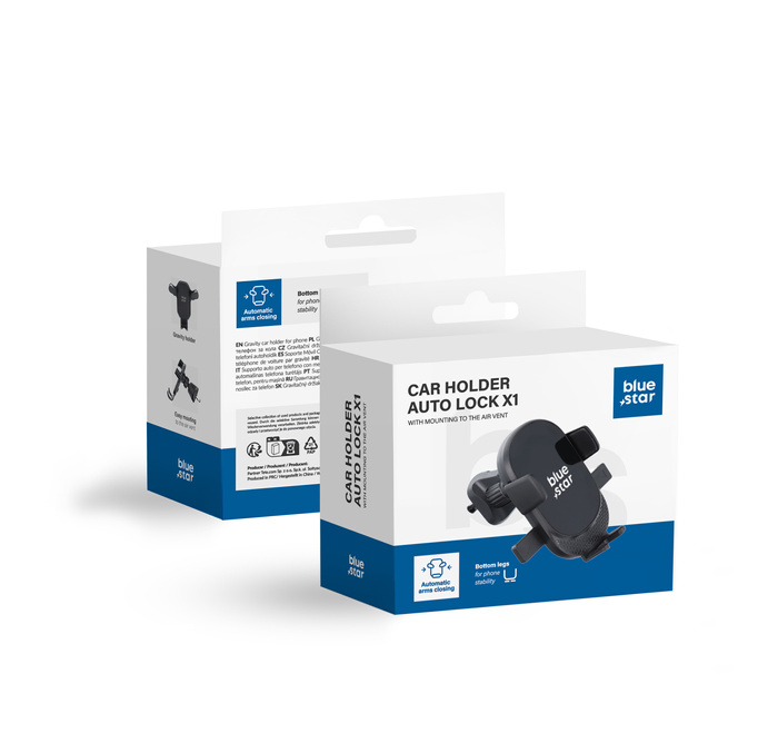 Uchwyt na telefon do samochodu uniwersalny Blue Star Auto Lock X1 do kratki czarny