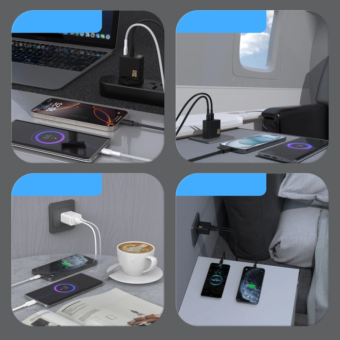 Ładowarka sieciowa Dudao A27 MaxC 35W GaN + kabel USB-C - czarna