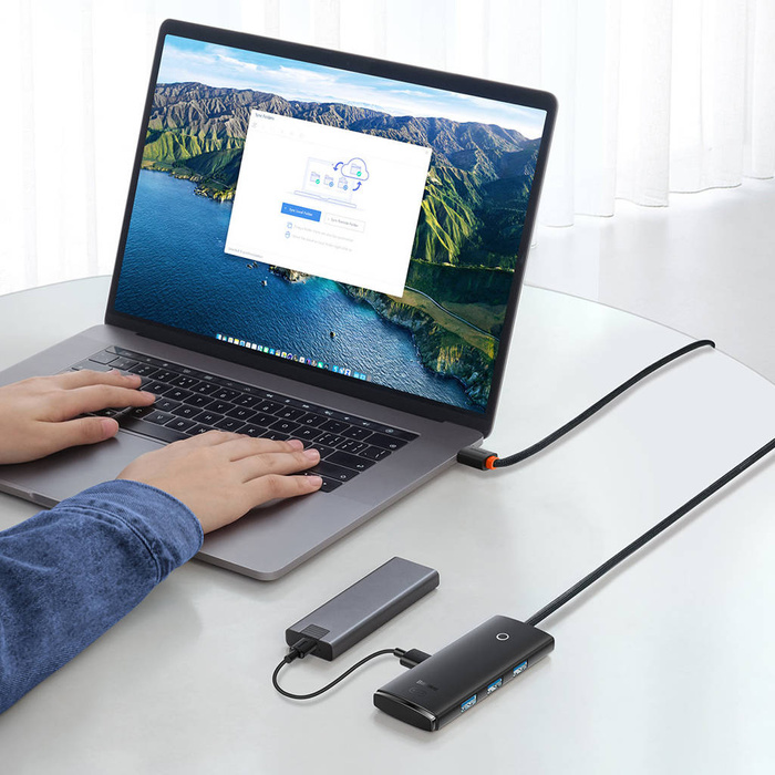 Baseus Lite Series 4-Port USB-A HUB Adapter (USB-A to USB 3.0*4) 2m Black