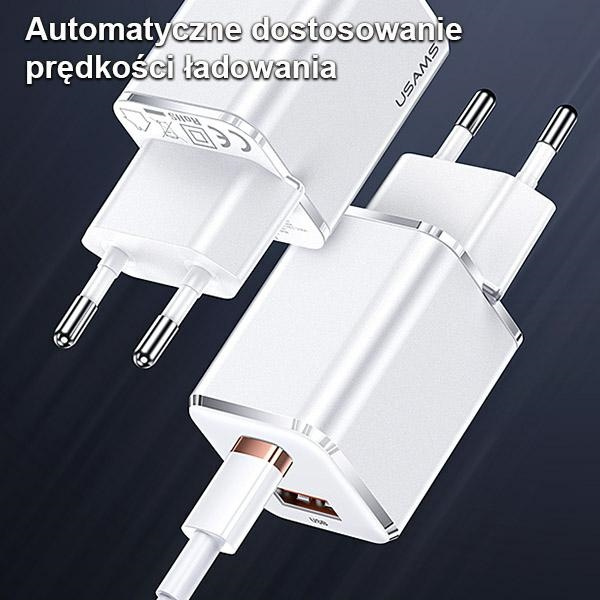 USAMS Ład. siec. 1xUSB-C+1xUSB T43 33W (only head) PD3.0 +QC3.0 Fast Charging biały/white CC144TC02 (US-CC144)