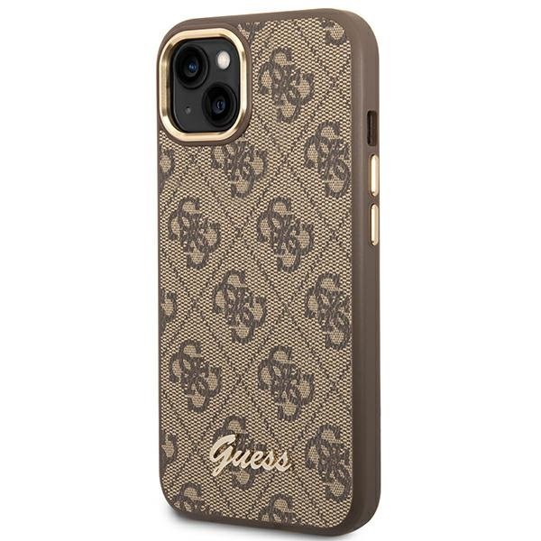 Etui GUESS Apple iPhone 14 4G Vintage Gold Logo Brązowy Hardcase