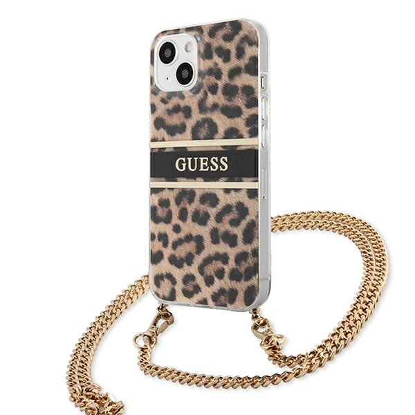 Etui GUESS Apple iPhone 13 Mini Leopard Gold Strap Brązowy Hardcase