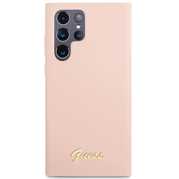 Etui Guess GUHCS23LLSLMGPP S23 Ultra S918 różowy/pink hardcase Silicone Script Metal Logo Case