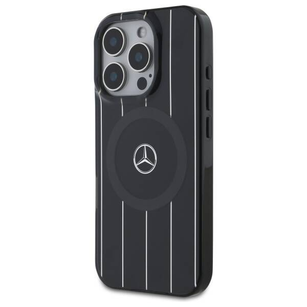 Etui Mercedes iPhone 16 Pro  6.3" czarny/black hardcase MB Double Layer Crossed Lines MagSafe