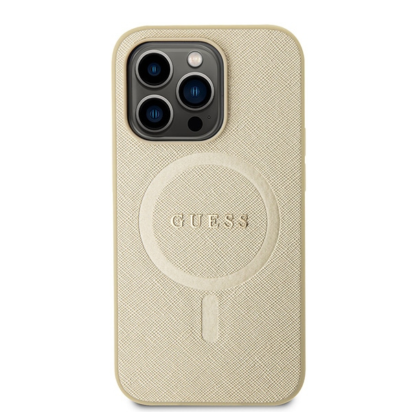 Etui Guess GUHMP15XPSAHMCB iPhone 15 Pro Max 6.7" złoty/gold hardcase Saffiano MagSafe Case