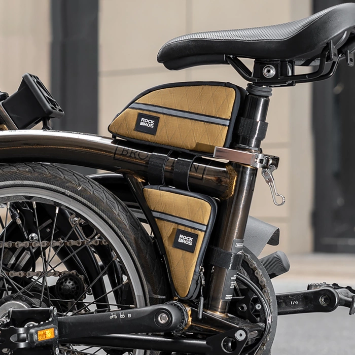 Torba trójkątna Rockbros na ramę rowerową 0,3l - brązowa