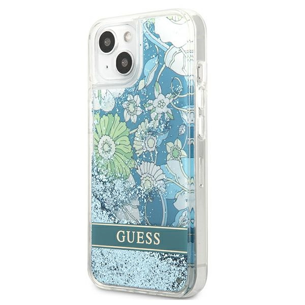 Etui GUESS Apple iPhone 13 Mini Flower Liquid Glitter Zielony Hardcase