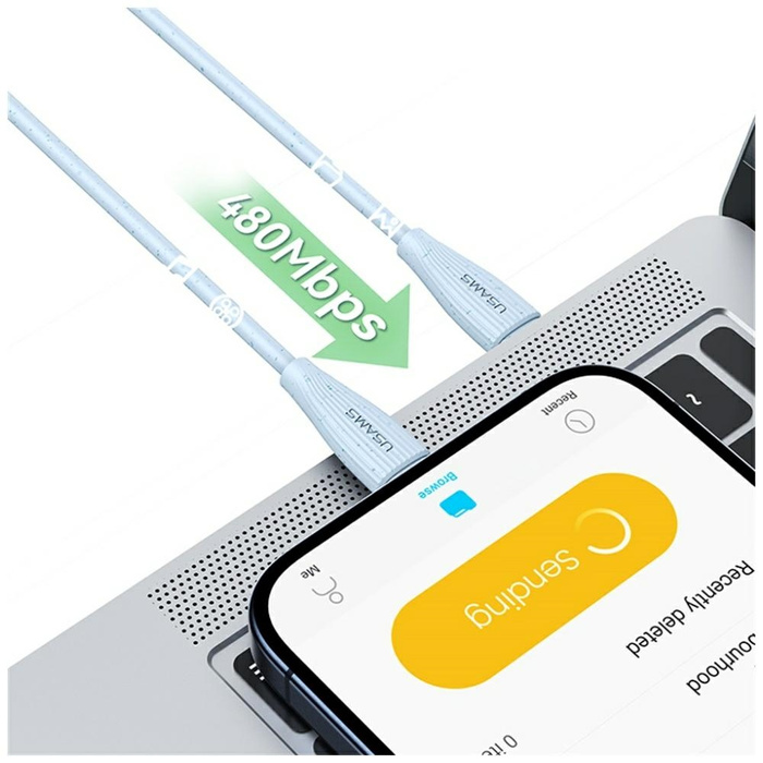 Kabel USAMS Green Series SJ717 30W USB-C do Lightning 1m niebieski