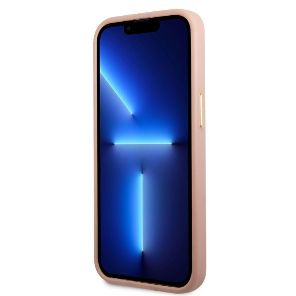 Etui GUESS Apple iPhone 13 13 Pro Peony Logo Plate MagSafe Różowy Hardcase