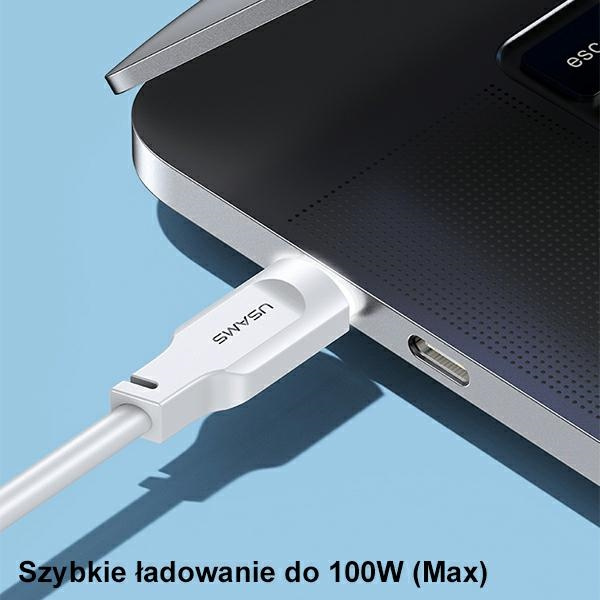 USAMS Kabel USB-C na USB-C PD Fast Charging 1,2m 100W Lithe Series czarny/black SJ567USB01(US-SJ567)