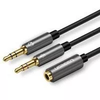 [PO ZWROCIE] Ugreen kabel rozdzielacz AUX 3,5 mm mini jack (żeński) - 2x 3,5 mm mini jack (męski - mikrofon i słuchawki) czarny (AV140 20899)