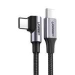 [PO ZWROCIE] Ugreen kątowy kabel przewód USB Typ C - USB Typ C Power Delivery 60 W 20 V 3 A 1 m czarno-szary (US255 50123)