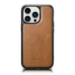 iCarer Leather Oil Wax etui pokryte naturalną skórą do iPhone 14 Pro (kompatybilne z MagSafe) brązowy (WMI14220718-TN)