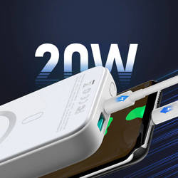 ETUI Joyroom power bank 10000mAh 20W Power Delivery Quick Charge magnetyczna ładowarka bezprzewodowa Qi 15W do iPhone kompatybilna z MagSafe niebieski (JR-W020 blue) CASE