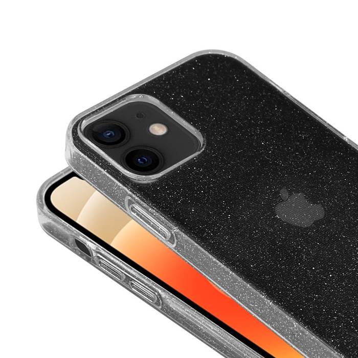 Etui Crong Glitter Case iPhone 12 Mini przezroczysty srebrny