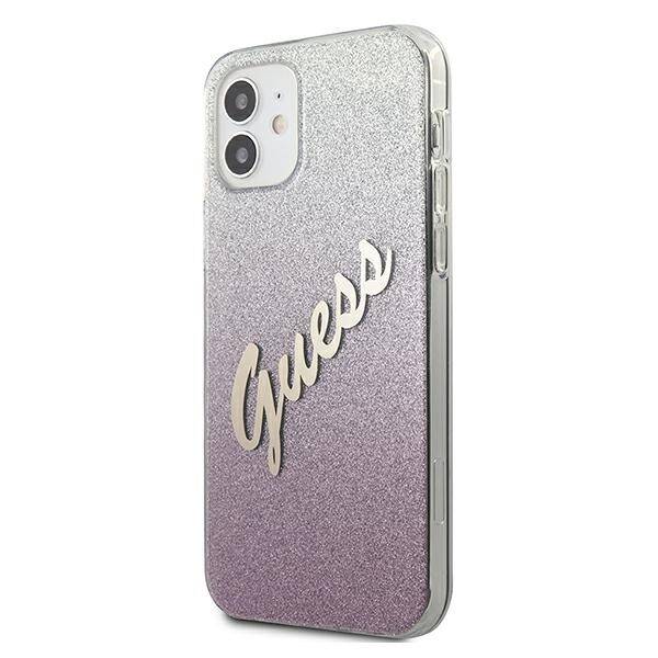 Etui GUESS Apple iPhone 12 Mini Glitter Gradient Script Różowy Hardcase